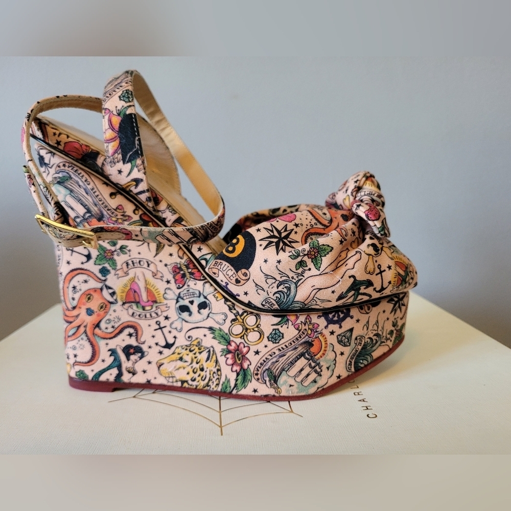 Charlotte Olympia Miranda Inked Wedges, VGUC, Size 5 - Picture 9 of 13